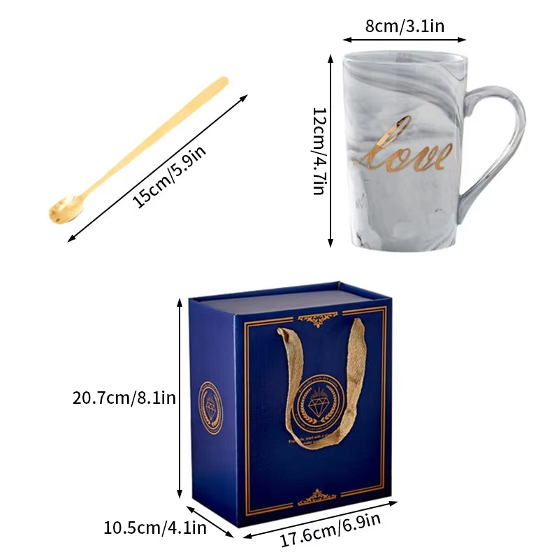 New Souvenir Wedding Guest Gift Set Birthday Gift Cup Spoon Simulated Flower Gift Box Valentine'S Day Thoughtful Gift Box Set