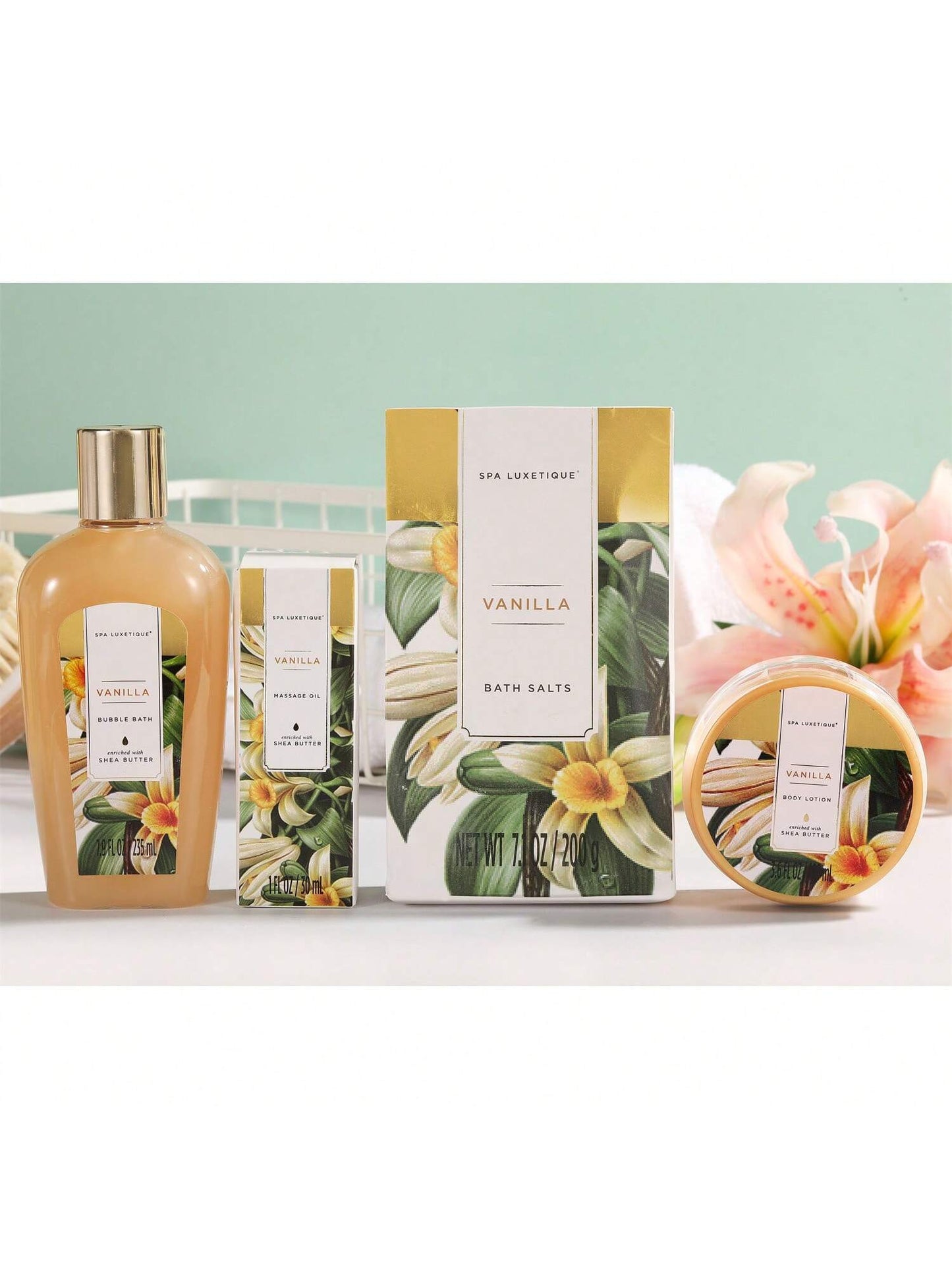 Spa Luxetique Gift Baskets for Women,15 Pcs Vanilla Spa Gifts for Women, Gifts for Women with Bubble Bath, Bath Salt, Bath Bombs Birthday Gifts for Woman with Tote Bag, Spa Baskets for Women Gift