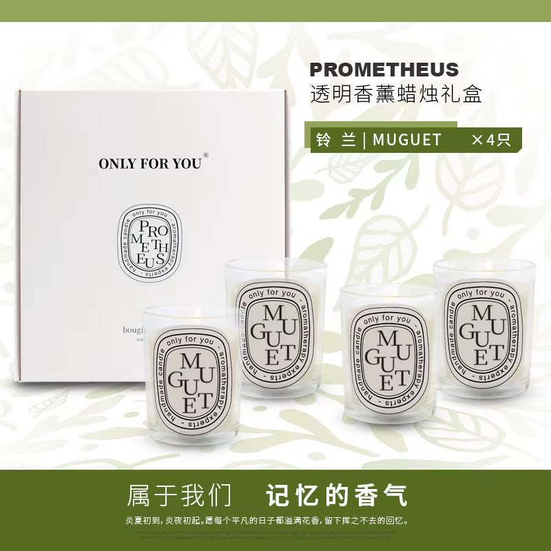 4Pcs Gift Box Set Handmade Clear Scented Candle Companion Return Christmas Gift Fragrance Romantic Candle Lamp Table Incense