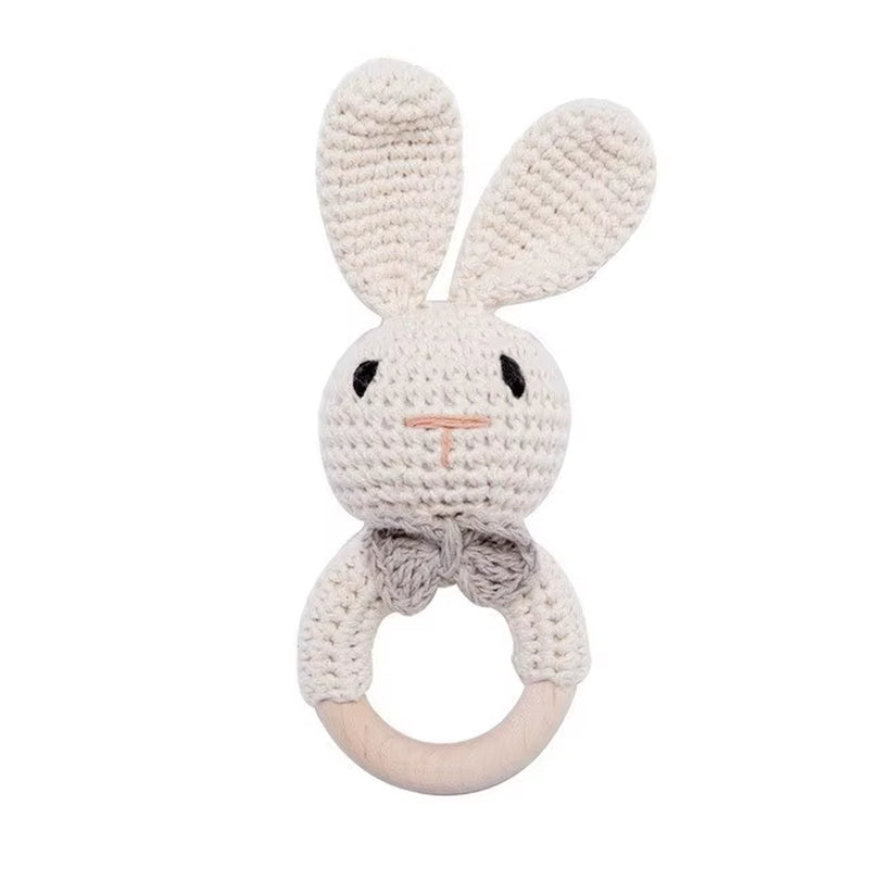 Baby Wooden Crochet Rattle Brushs Bracelet Towel Double Sided Cotton Blanket Newborn Bath Set Gifts Box for Baby Shower Gift
