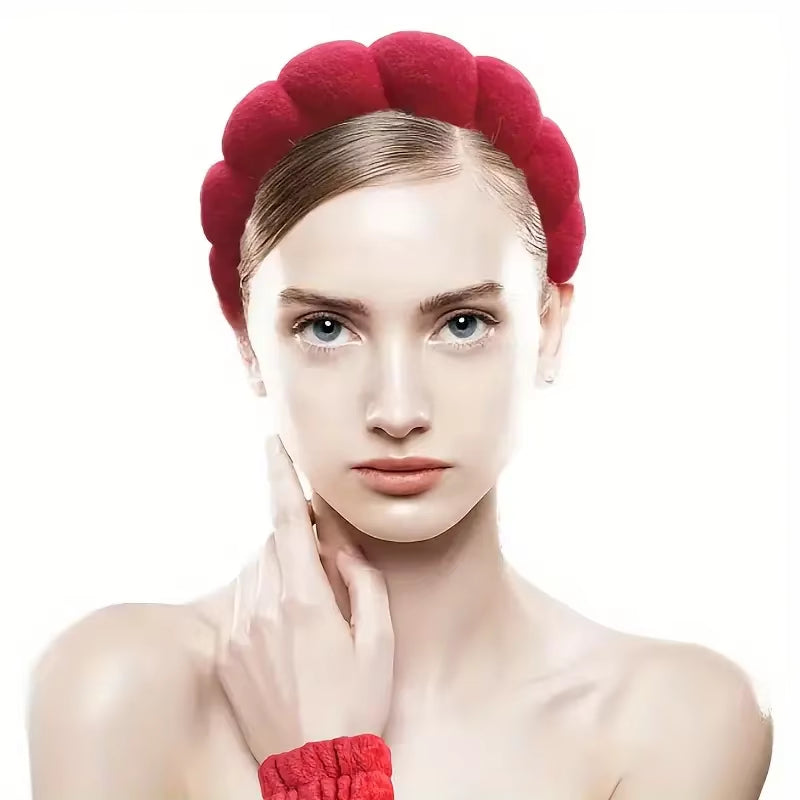 6Pcs/Set Women'S SPA Hairband Set, Headband Hair Hoop Claw Clip Velvet Hair Hoop Wristband for Washing Face Skincare Makeup Wear