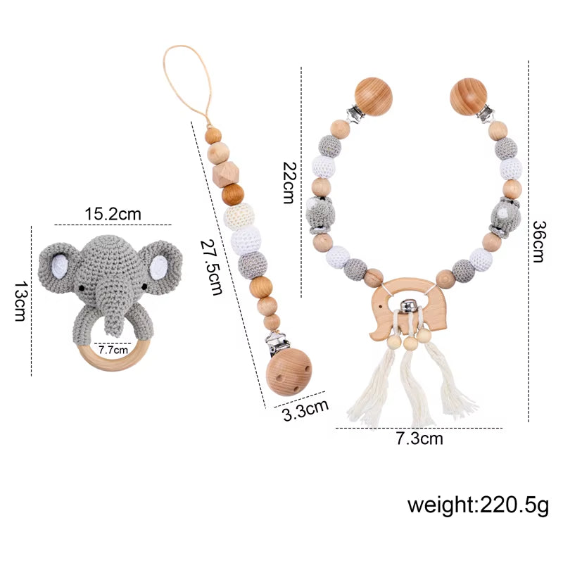 Newborn Bath Toy Set Double Sided Cotton Blanket Crochet Rattle Stroller Toys Animal Teething Bracelet Baby Birth Gift Product