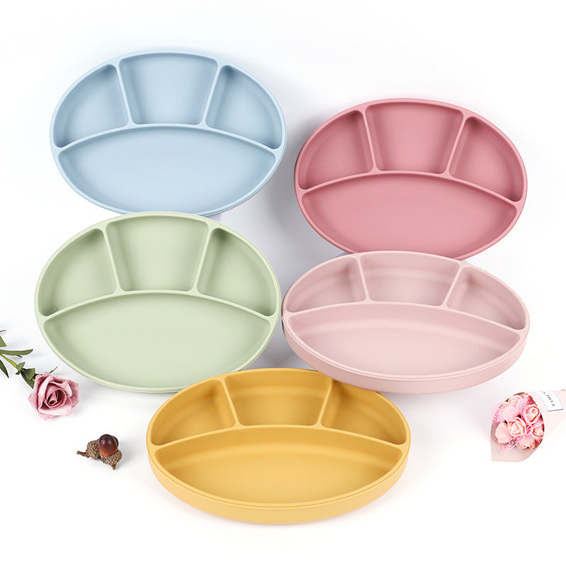 Baby Silicone Food Supplement Plate Bowl Spork Bib Seven-Piece Tableware Set